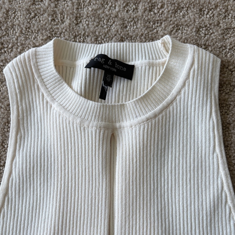 Rag & Bone Ivory Ribbed Knit Tank